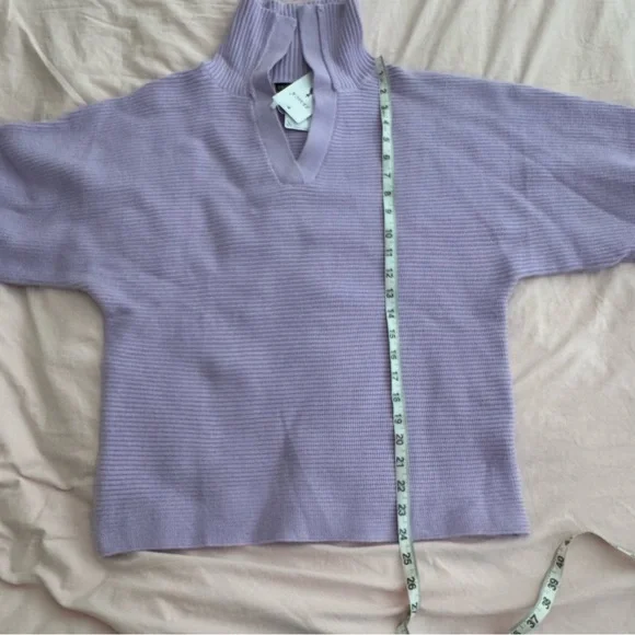 Zesica V-Neck Purple Ribbed Knit Lapel Collar Sweater - Picture 8 of 12